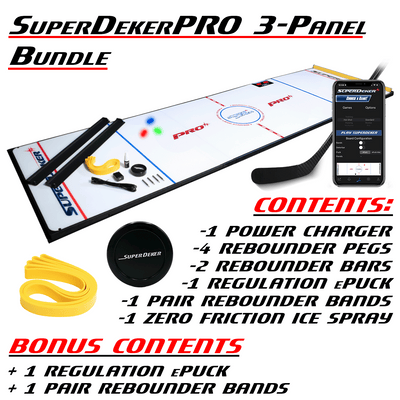 Hockey Drills for Beginners, Experts, and PROs are all included with the SuperDekerPRO! Now with an larger ice tile surface, there is plenty of room for advanced hockey training!