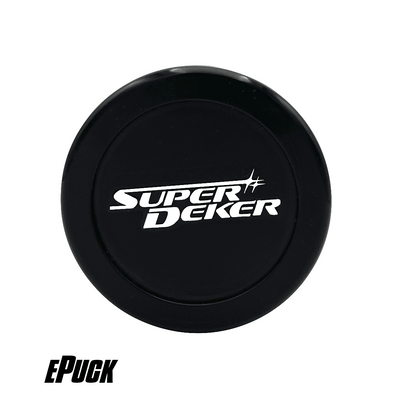 SuperDeker Puck for Off Ice Stickhandling Drills is the same weight of a regulation puck, making it the perfect stickhandling accessory for fast-hands training.